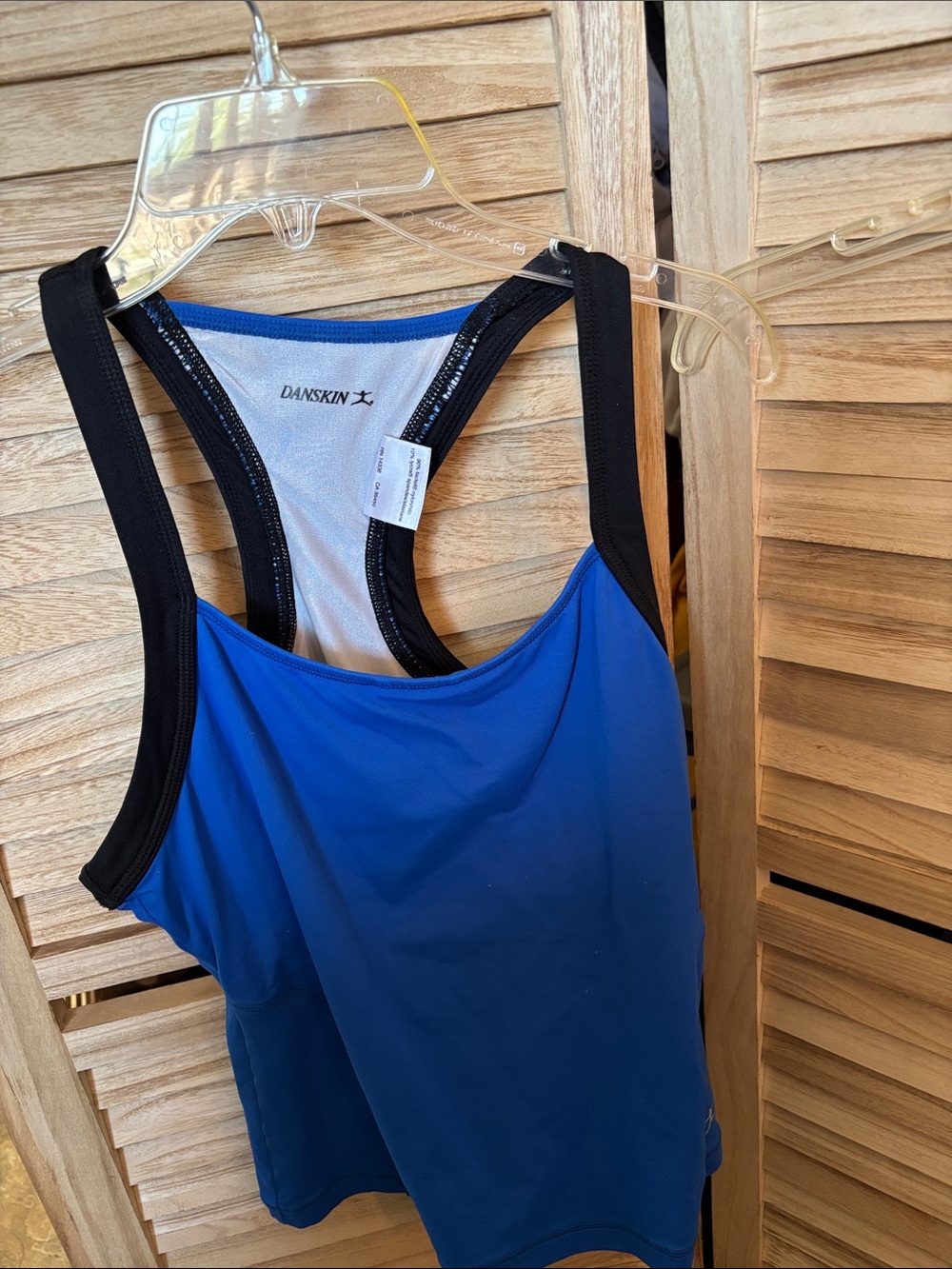 Danskin Blue Tank Top with Black Straps Large